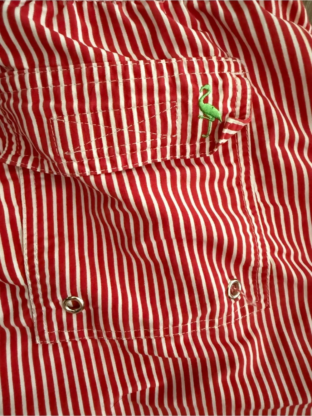 TailorByrd Red White Stripe Swim Trunks Coastal Prep Hamptons Resort Men’s Large